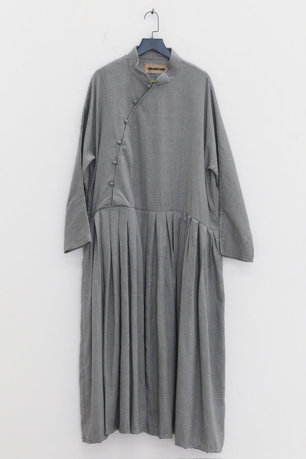 UNISECON 25 Autumn and Winter Slant Placket Pleated Dress USC-U12W25-grey